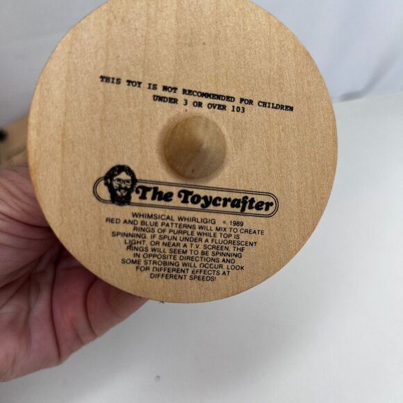 Authentic American Toyes Wooden Spinning Toy Tops Whirlygig Flip Over Top Pouch - Picture 5 of 10